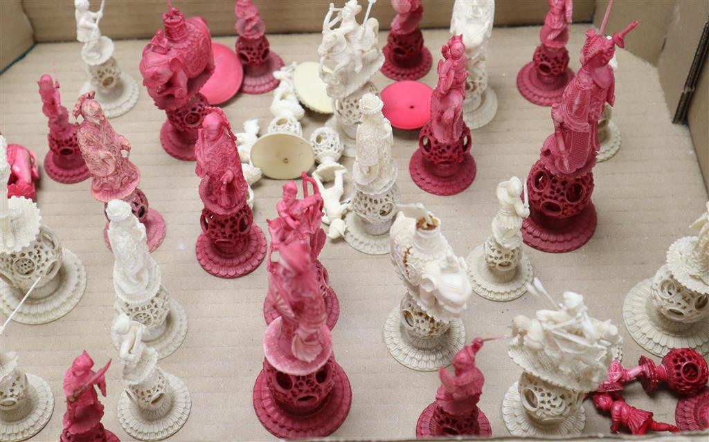 A Cantonese ivory chess set, Napoleon and Josephine